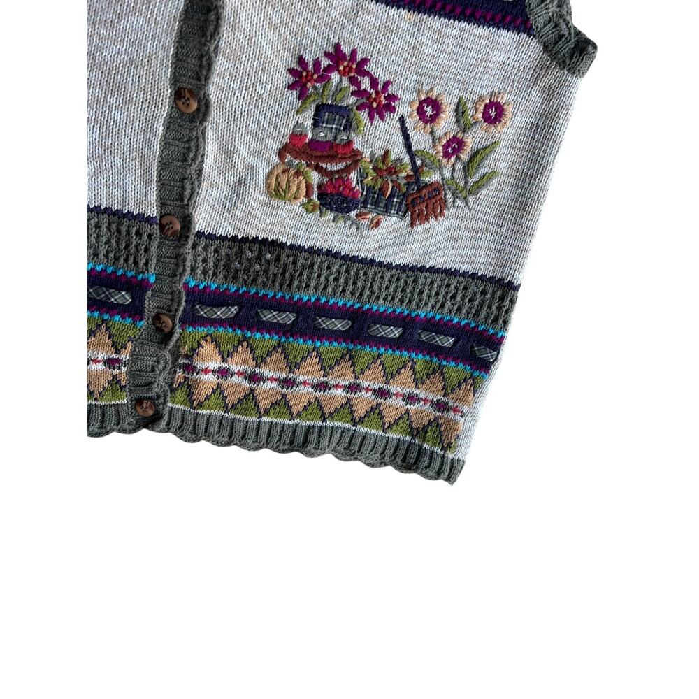 Napa Valley Women's Vintage Knit Vest FALL Embroidered Size Medium Petites - Picture 3 of 10
